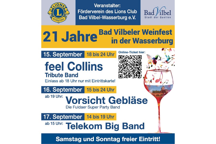 Plakat des 21. Weinfest in der Wasserburg Bad Vilbel